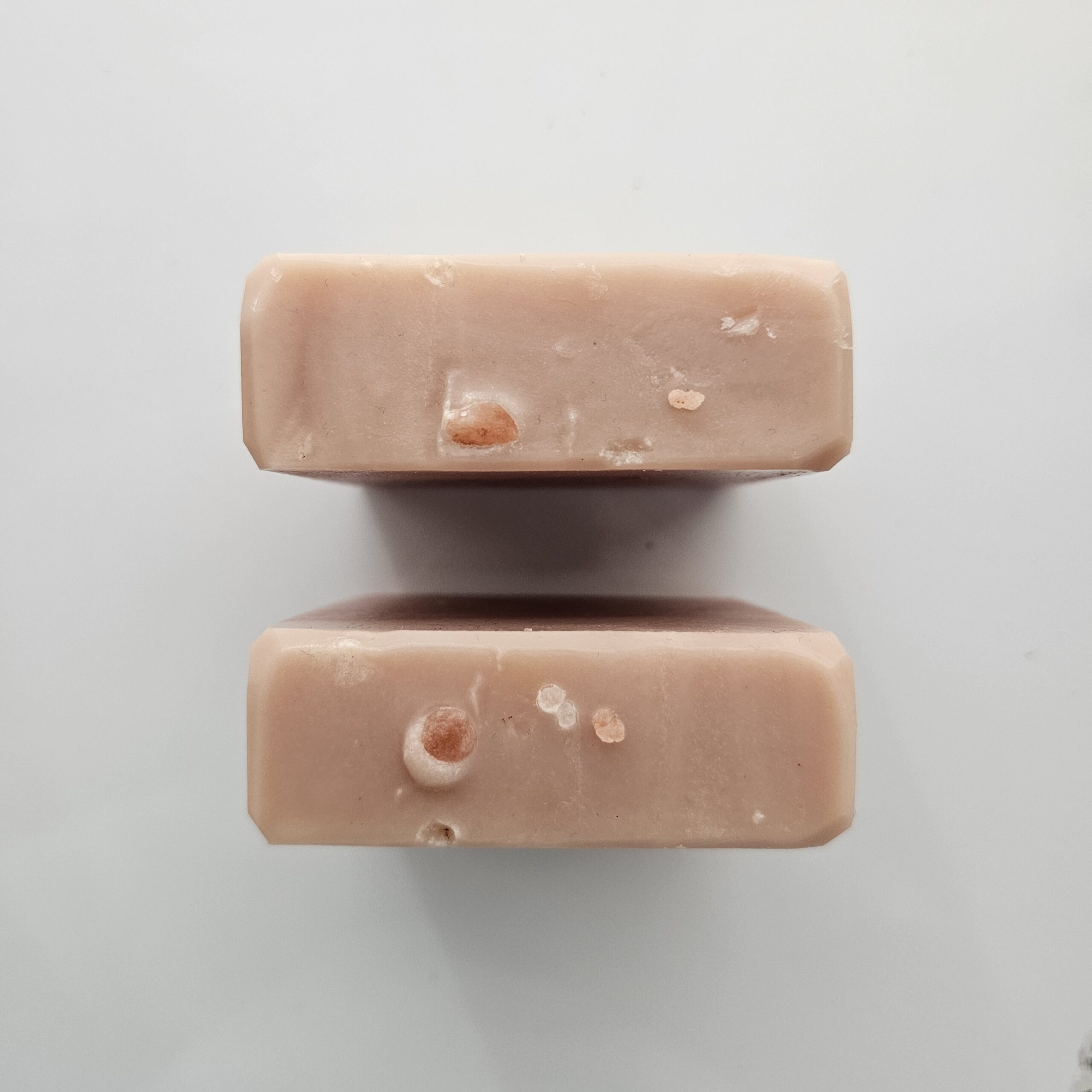 Pink clay soap- top view