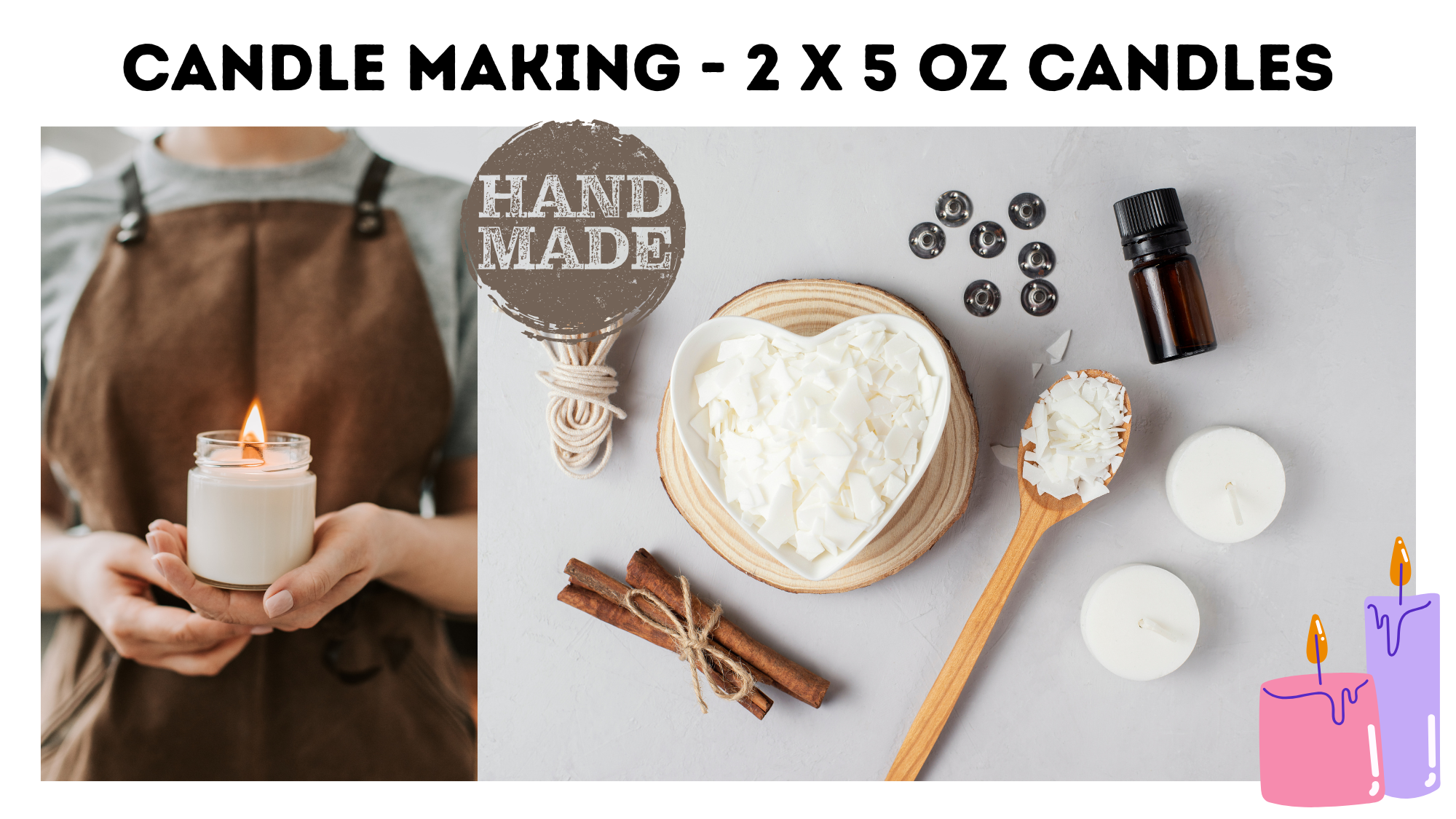 An invite for a candle making experience in Flemington New Jersey
