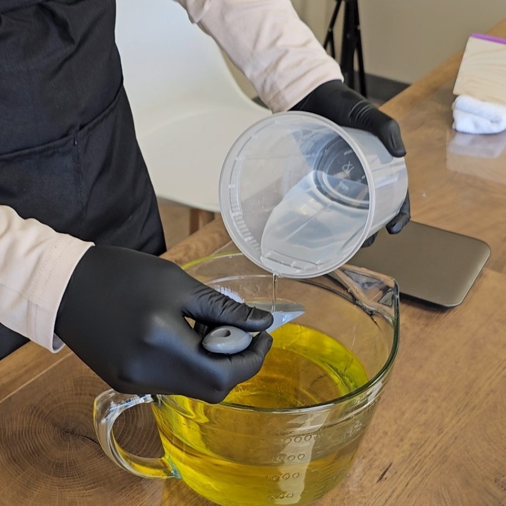 Adding lye to the oils